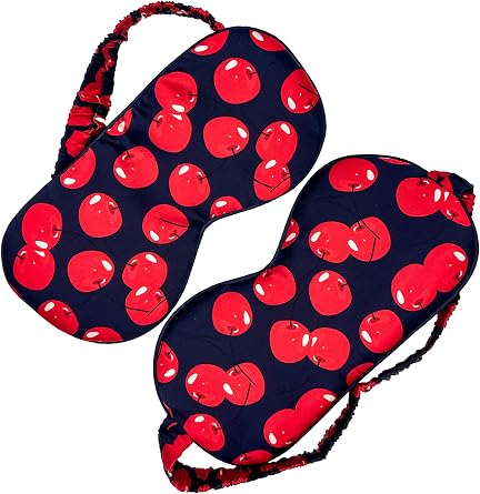ICON SILK 100% Pure Silk Sleeping Mask Eye Tape Cherry Pattern
