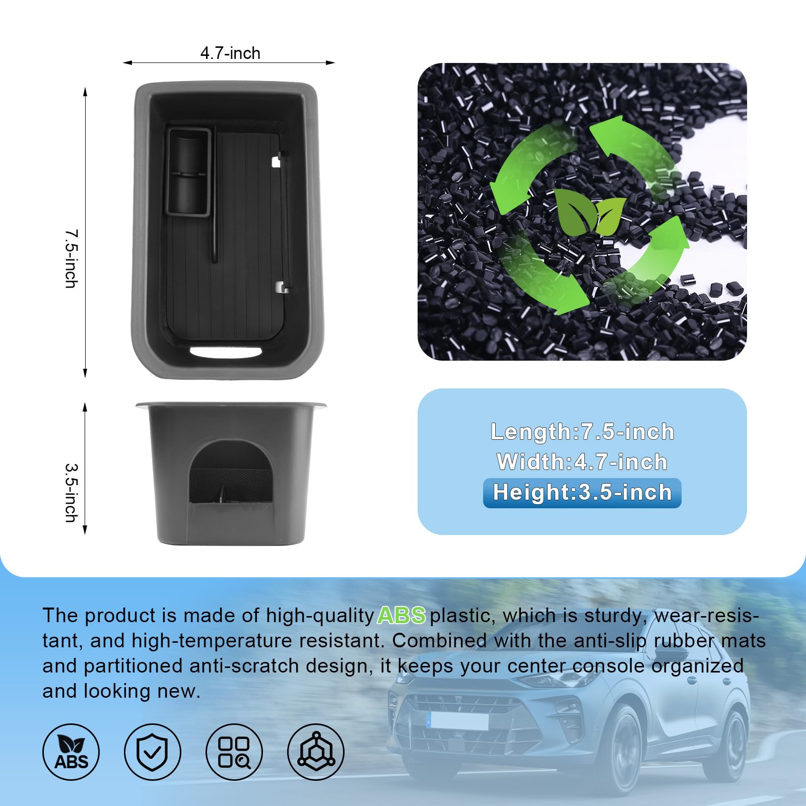 Vano Portaoggetti per Bracciolo Compatibile con Cupra Terramar 2025 2026, Scatola Portaoggetti del Bracciolo Centrale, Terramar VZ 2.0/1.5 Hybird VZ Organizer Con Scatola Monete
