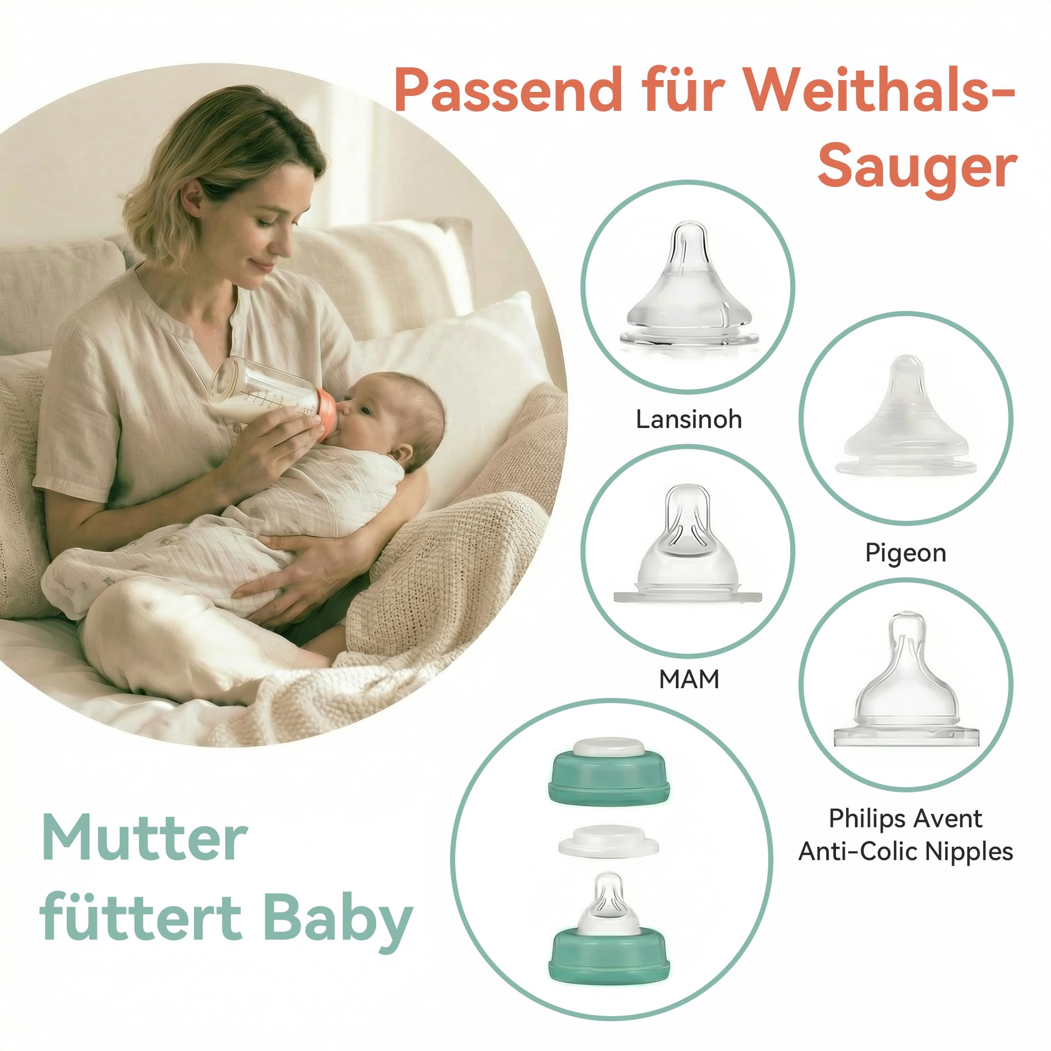 4 Pack 300ml Muttermilch-Aufbewahrungsflaschen für Momcozy 650ml Kühlbox.Auslaufsichere Weithals-Pumpflaschen kompatibel mit Spectra S1 S2 9 Plus SG Motif Luna (Grüne)