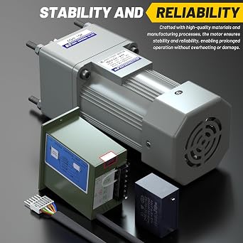 High Torque AC Motor + Speed Controller + Gear Box, 250W Single Phase Electric Motor with Gearbox, Variable Speed Motor, Reversible Gear Motor with Control Box, 110V Geared Motor
