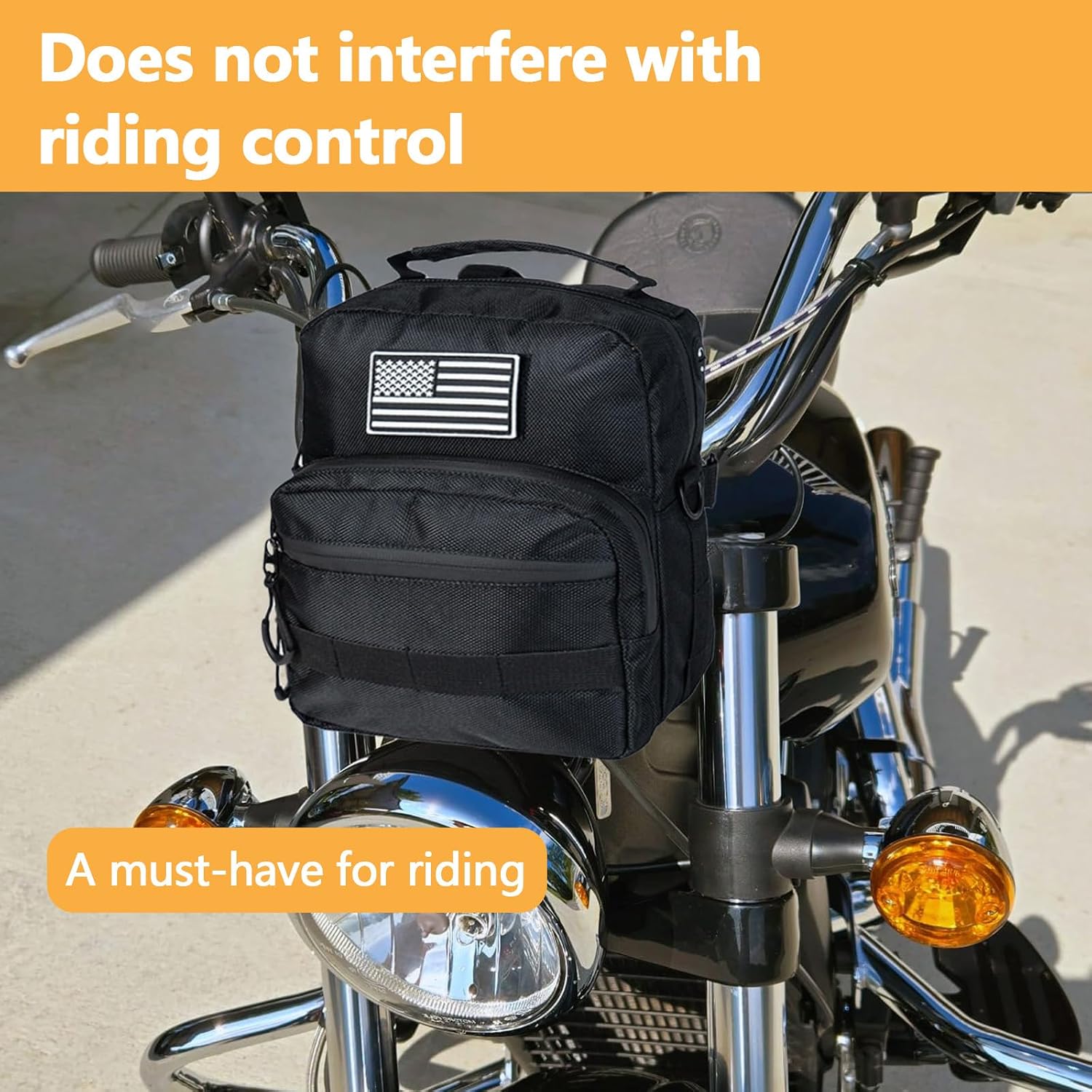 Universal Motorcycle Bag Handlebar Bag 1680D Oxford Tool Storage Accessory for Front Fork Handle Bar Sissy Bar Compatible with Harley Softail Dyna Sportsters and Most Cruiser Models