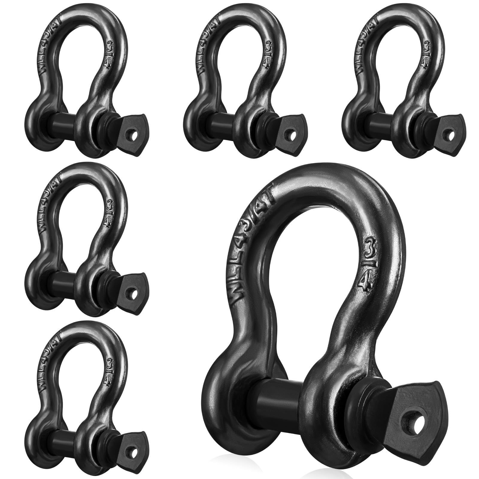Confezione da 12 grilli ad anello a D da 1,9 cm, resistenti, con perno a vite, rivestimento zincato, per sartiame e rimorchio, argano fuoristrada, camion, recupero veicoli