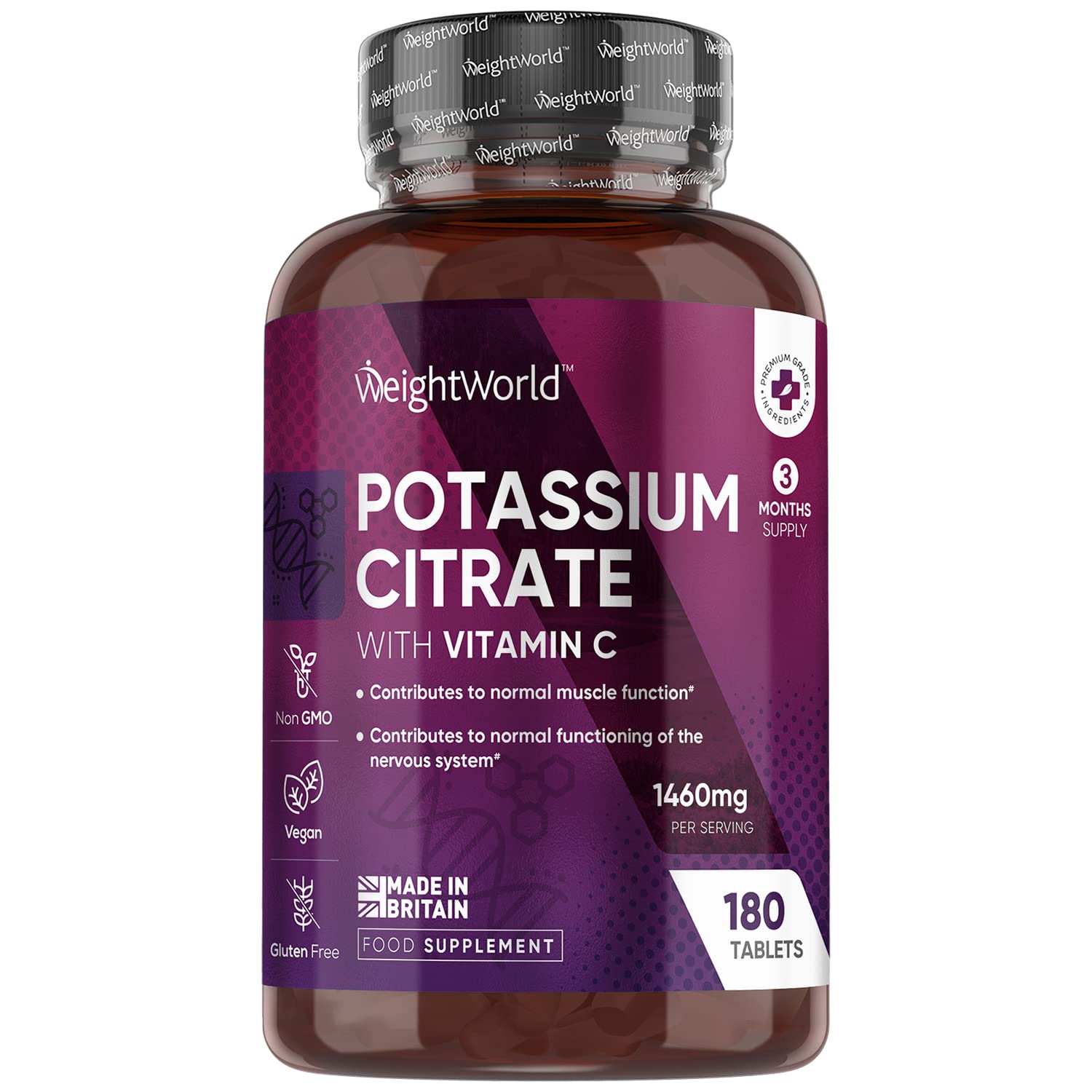 Buy Potassium Supplement 1460mg with C 3 Months Supply (180 Vegan