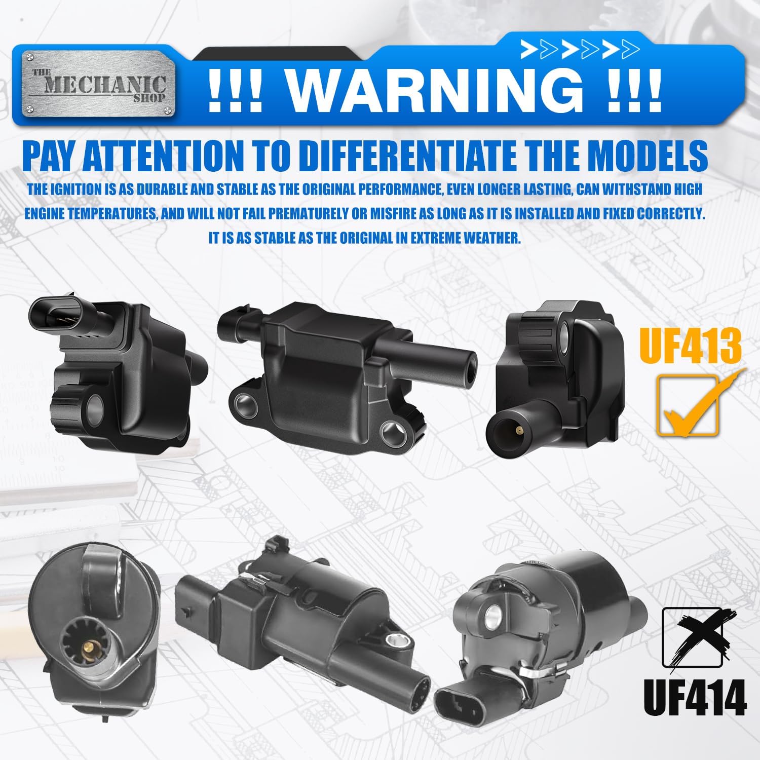 UF413 D510C D513A Ignition Coil And Spark Plug Set (Square, Not Round). Spark Plug And Coil Set for V8 5.3L 6.2L 2007-2018 Chevy Silverado Suburban Tahoe, GMC Sierra Savana Yukon, Cadillac Escalade