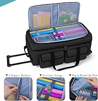 Vista 3 de Yarwo - Bolso de transporte con ruedas para manualidades compatible con Cricut Maker 4, Maker 3, Maker, Explore 4, Explore 3, Cameo 4/5, estuche