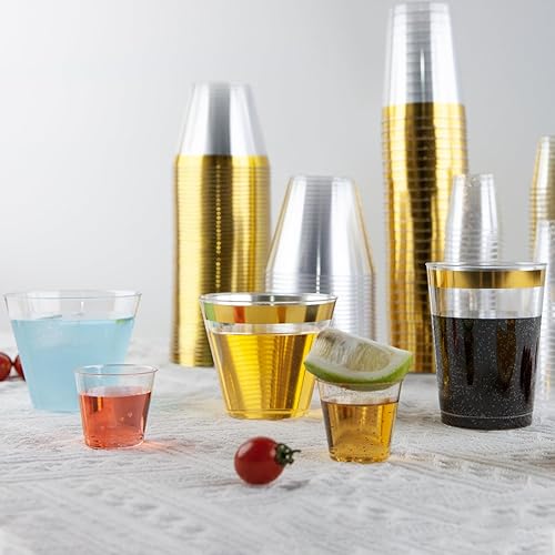 Miniatura 6 de 200 vasos de plástico duro transparente de 9 onzas, vasos desechables para fiestas, vasos de 9 onzas para sentadillas, copas de vino de plástico,