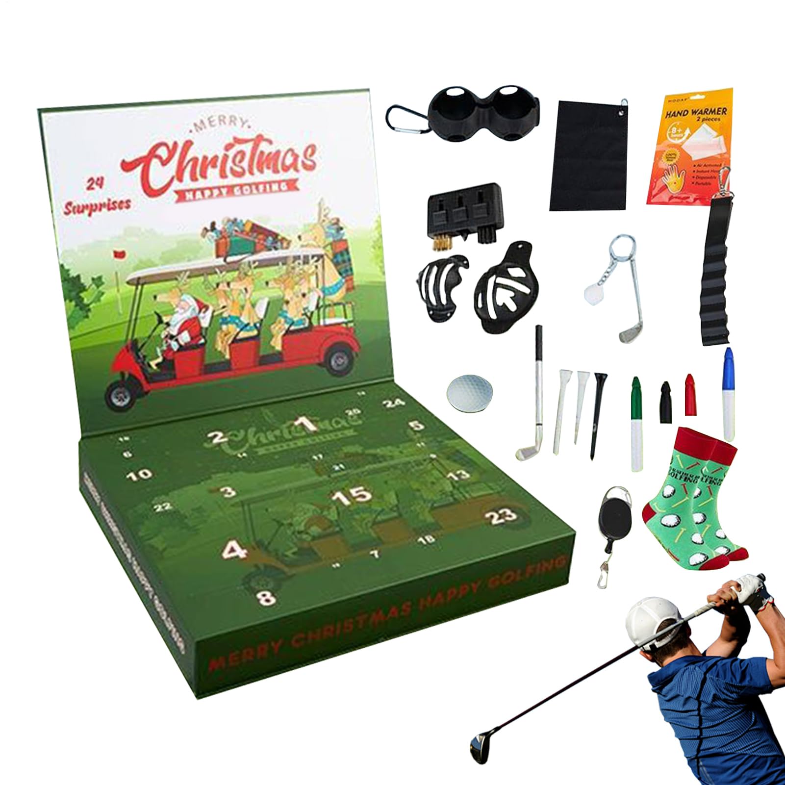 Golf Adventskalender 2025 Golf Dekorationen | Golfbälle Weihnachts Countdown Kalender Für Golfer Männer Innenbereich Büro Wohnzimmer Schlafzimmer Urlaub Geburtstag Party