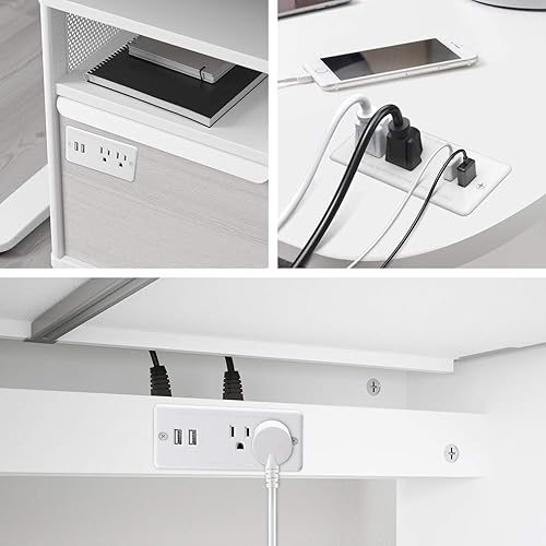 Miniatura 5 de Regleta de alimentación empotrada con USB, cable de extensión ultrafino de enchufe plano, estación de carga de escritorio para muebles para mesa