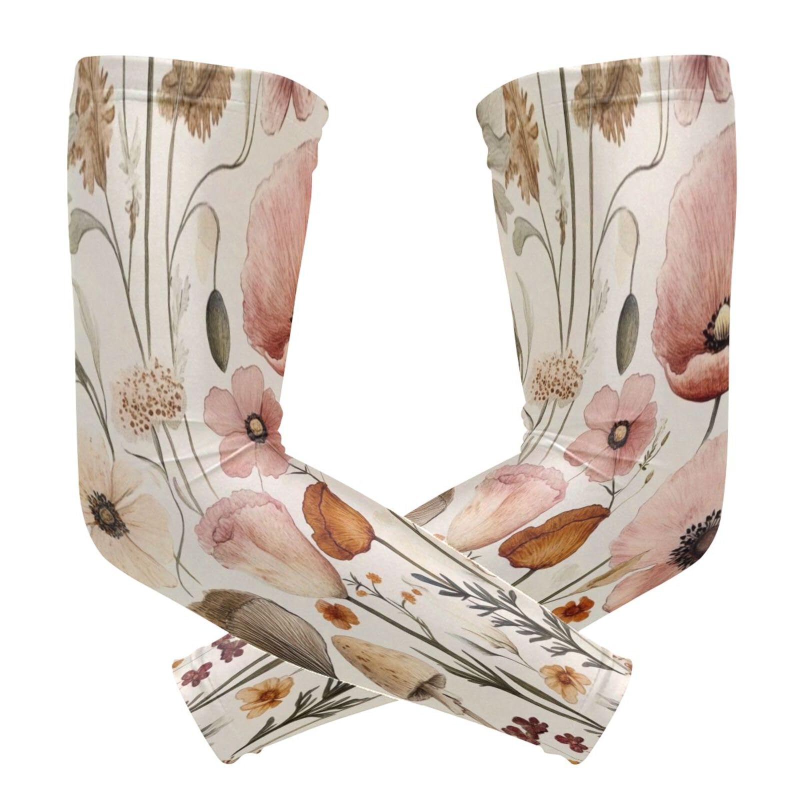 Kigai Poppy Wildflowers UV Sun Protection Arm Sleeves for Men Women Cooling Compression Sports Arm Sleeves Tattoo Cover Up