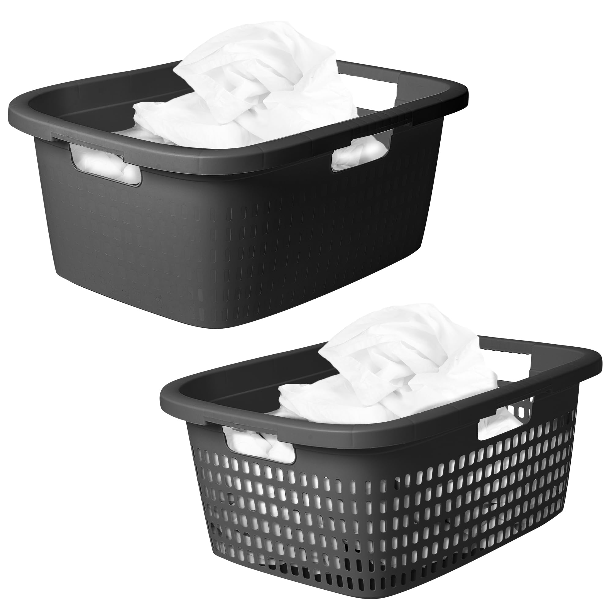 Novaliv Wäschekorb 25L + Wäschewanne 25L, Wäschebox Set Wäscheeimer Wäschebehälter für Bad Wäsche Schmutzwäsche, Wäschekörbe Wäschewanne Laundry Basket Wäschetonne Korb Sammler Box Küche, Haushalt & Wohnen