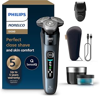 Philips Norelco Shaver i9000 Wet & Dry Rotary Shaver with SenseIQ Tech, Triple Lift & Cut, 360° Blades & Beard Styler - Model X9001/91