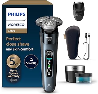 Philips Norelco Shaver i9000, Wet & Dry Electric Shaver, Taubenblau, SenseIQ Technology, Triple Lift & Cut System, 360 Rotating Dual SteelPrecision Precision Blades, Beard Styler, Model X9001/91