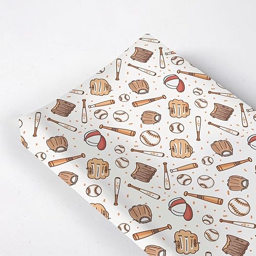 Cartoon Baseball Balls Hats Gloves Baby Changing Pad Cover,Unisex Sports