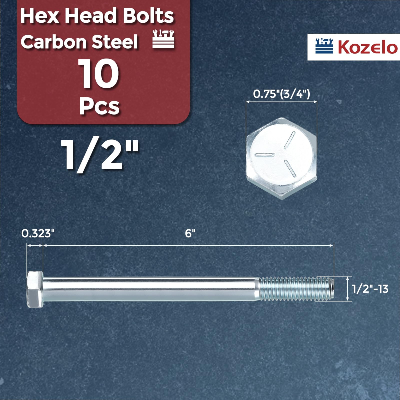 Kozelo 10 Pcs Hex Head Screws Bolts - Image 2