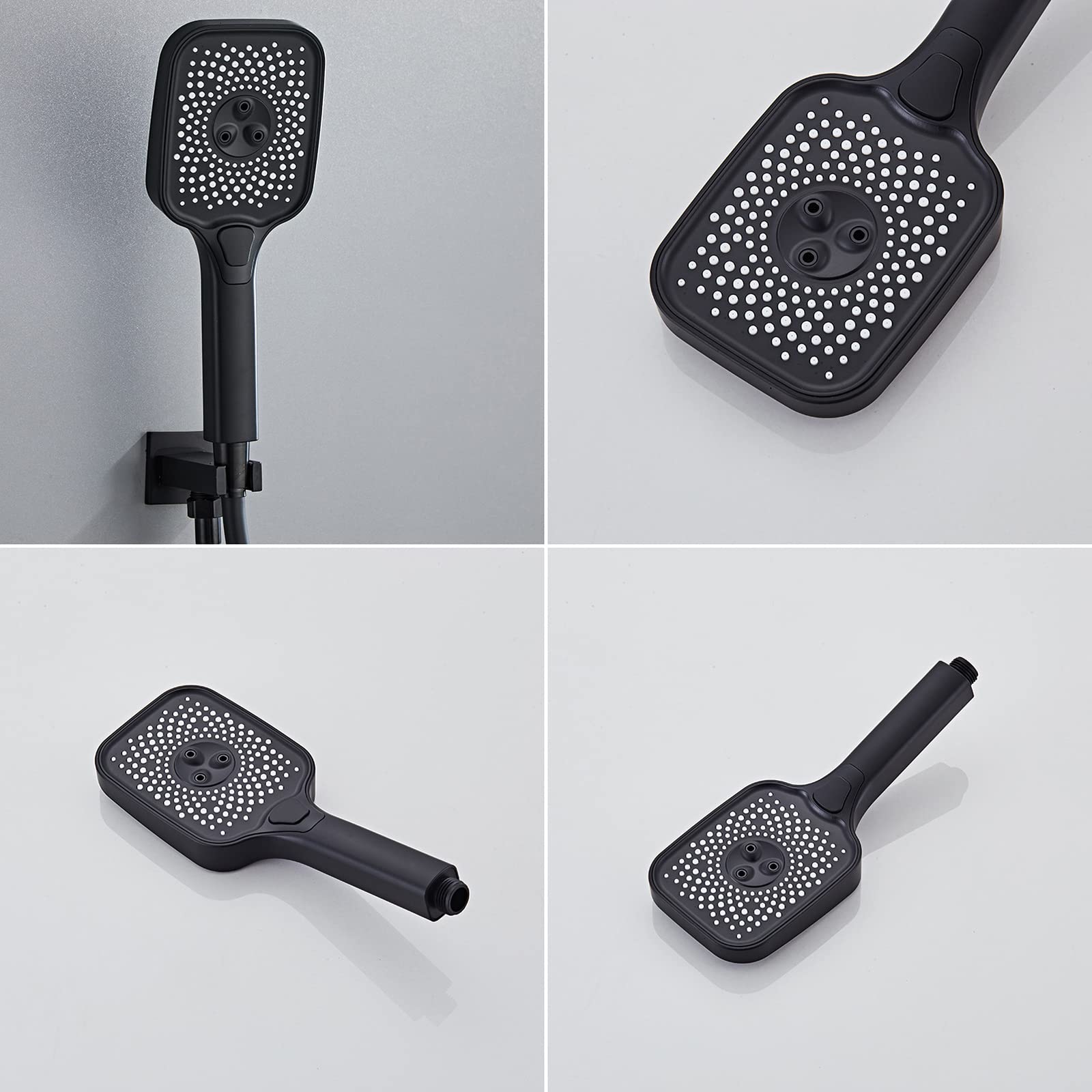 Miscelatore Vasca, Miscelatore termostatico a 3 Vie, Set Miscelatore Doccia, soffione Doccia a Pioggia con Flessibile