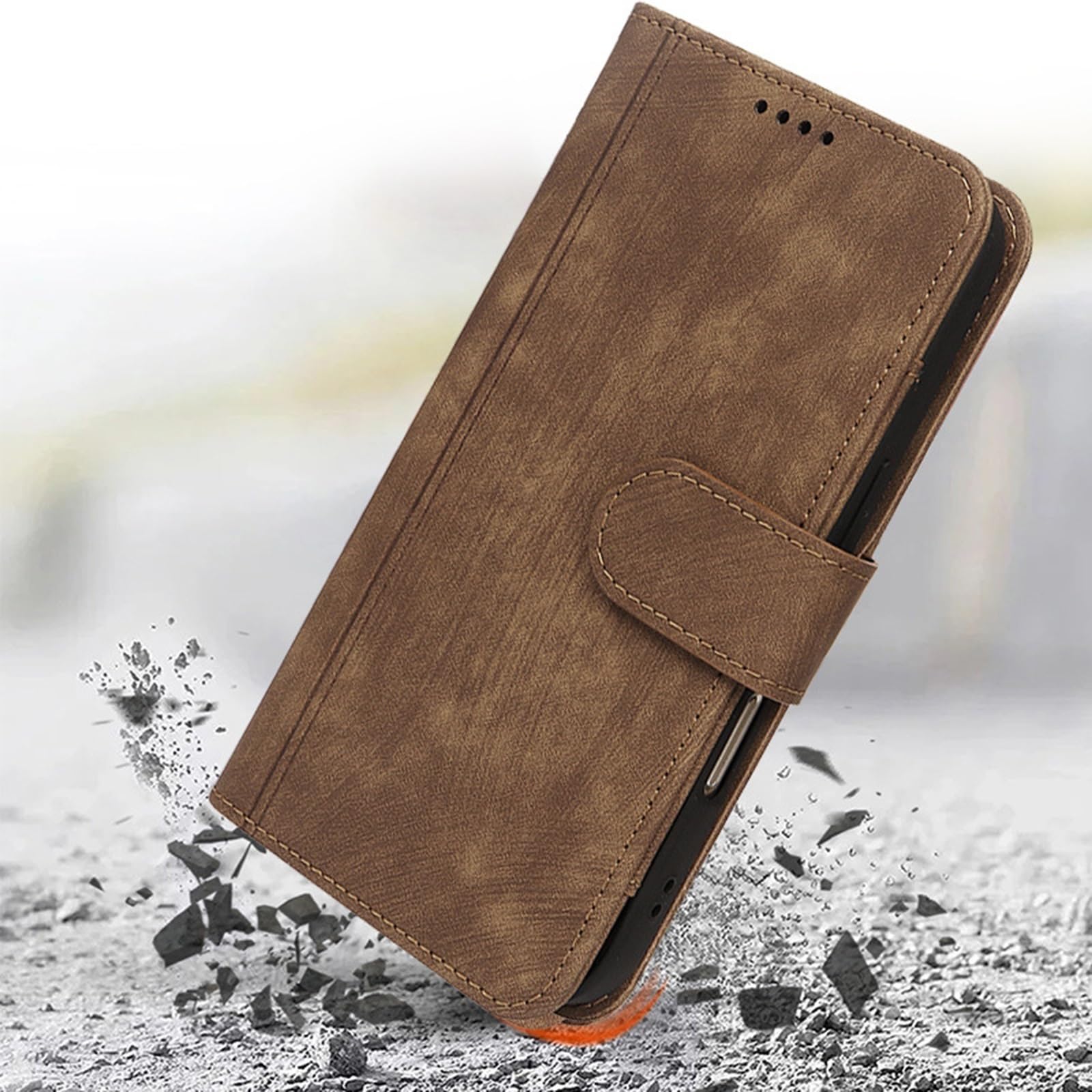 Etui na iPhone 16/16 Plus/16 Pro/16 Pro Max, etui z magnetyczną klamrą z klapką i przegródkami na karty etui na telefon komórkowy (brązowy, 16)