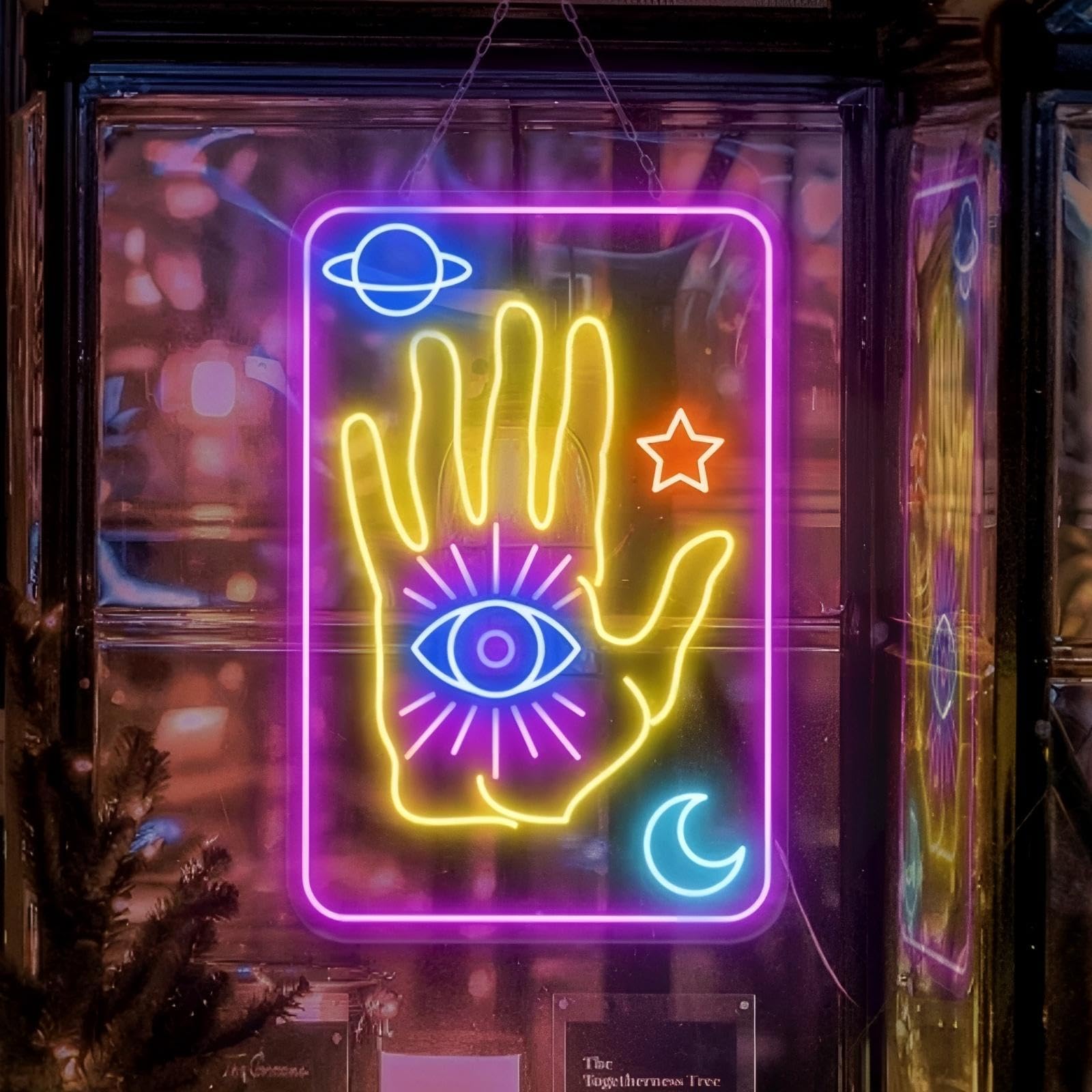 Psychic Tarot Moon Stars Neon Sign, Fortune Teller Sign, Psychic Reader, Tarot Card, Custom Psychic led sign, Aesthetic Decor, Fortune Teller Sign,