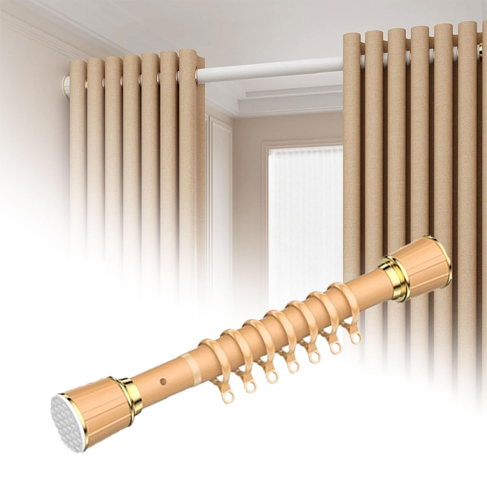 Barra de ducha ajustable sin taladro, barra telescópica de 142 a 177 pulgadas, fácil instalación, se adapta a 360-450 cm, perfecta para renovar el baño del hogar