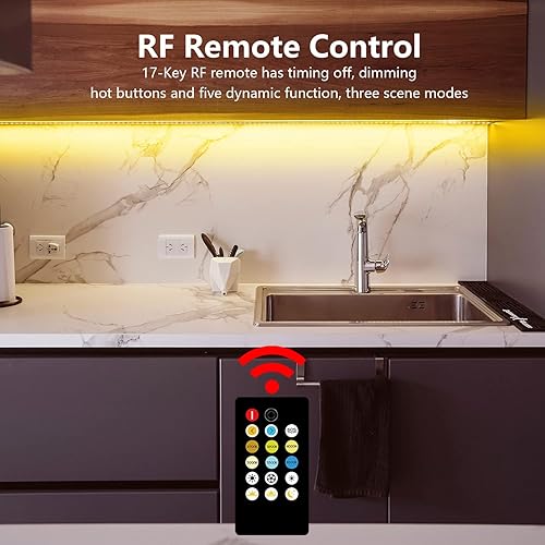Miniatura 4 de DAYBETTER Kit de iluminación para debajo del gabinete, 6 luces de 20 pulgadas, 2700K-6500K tira de luces LED blancas sintonizables con control