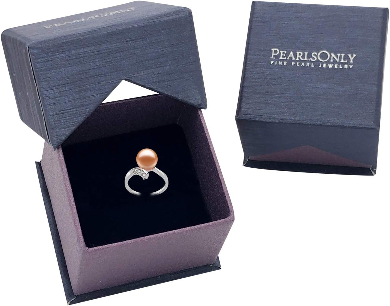 Grace Pink 9-10mm AAAA Quality Freshwater 14K White Gold Cultured Pearl Ring For Women