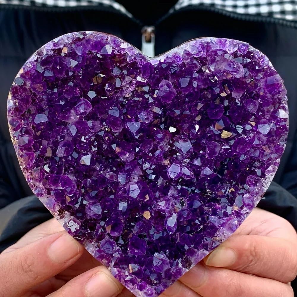LLBOGRGGN Decorative Ornaments Heart Shaped Amethyst Quartz Cluster Crystal (Size : 1300-1400g)