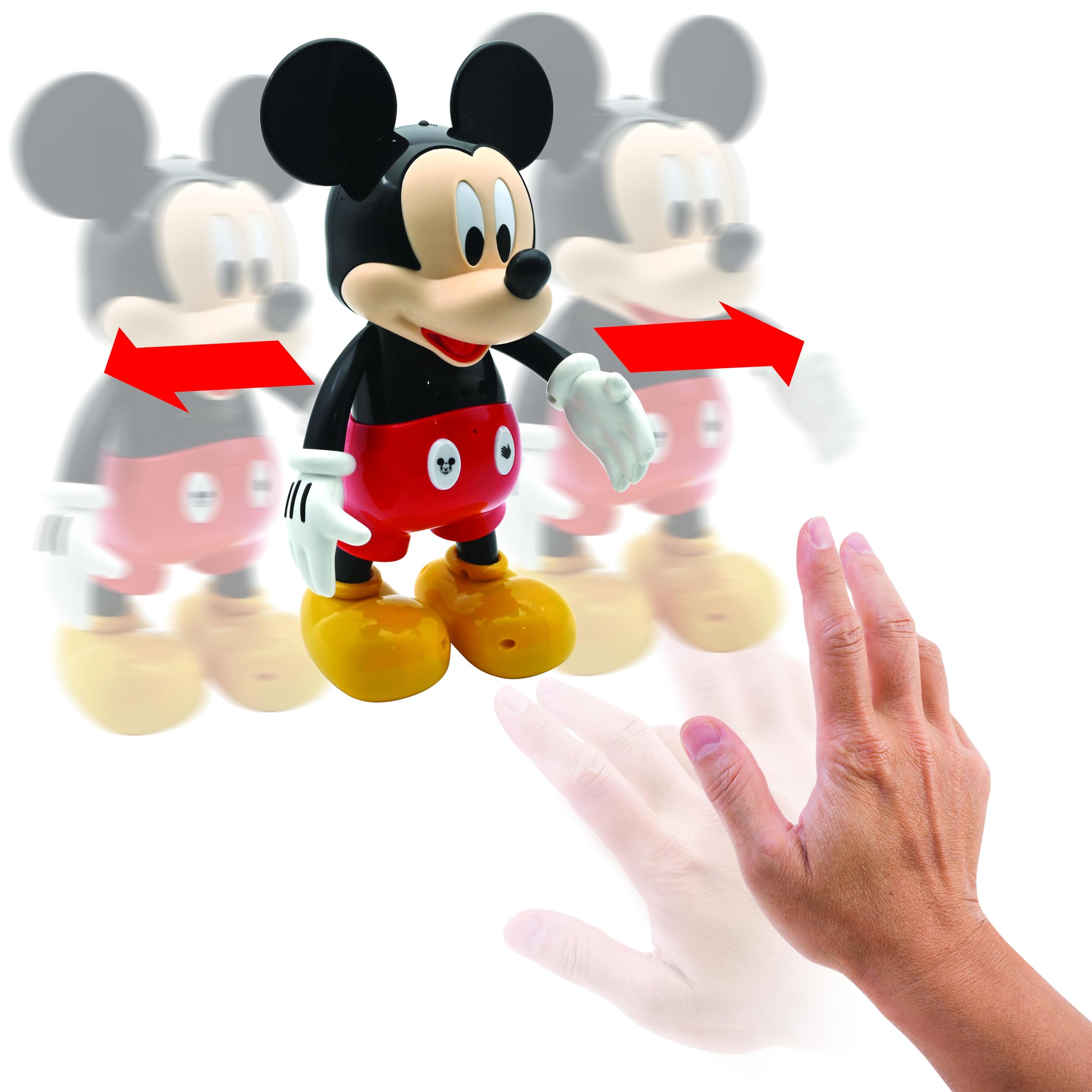 LEXIBOOK Disney - Dwujęzyczny robot Mickey - angielski/francuski, 100 quizów edukacyjnych, efekty świetlne, taniec, programowalny, przegubowy, czarny/czerwony - MCH01i1LXB