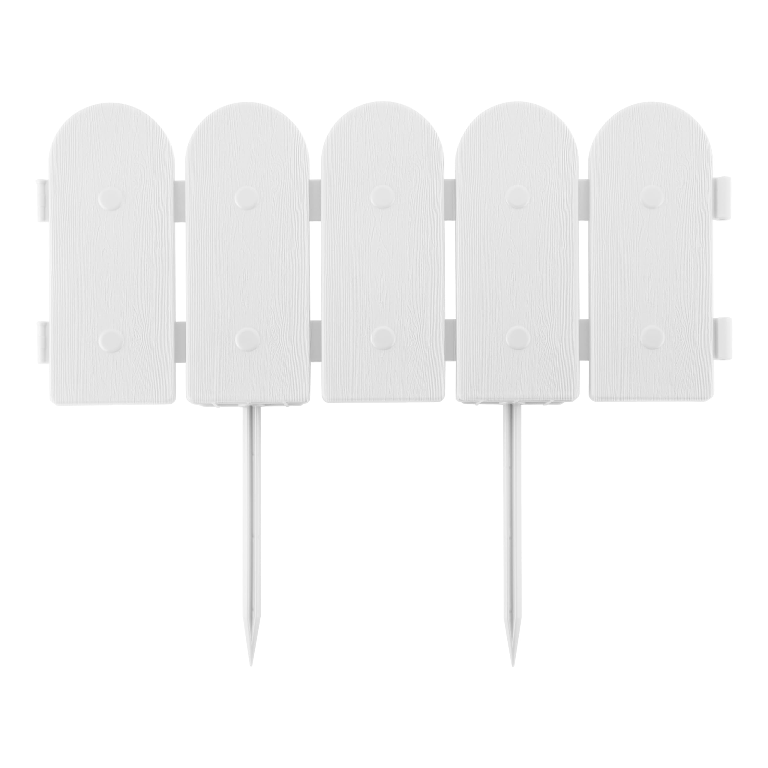 Evelyne Garden Border Edging: Wooden Fence Design - 8pcs White Yard Landscaping Fence Liner Lawn Edge Barrier - 10ft Kit of Decorative Lawn Landscape