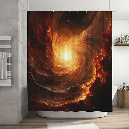 YLATY5292 - Cortina de ducha abstracta para baño, juego de cortina de ducha bohemia con diseño de rayas, moderna e impermeable, decoración de baño