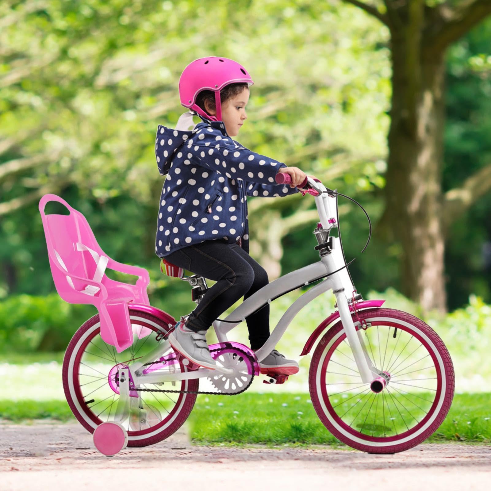 Generisch Seggiolino Per Bambole Con Adesivi Telaio Rosa Per Bambini Adatto Per Animali Di Peluche E Peluche Fissaggio Bicicletta