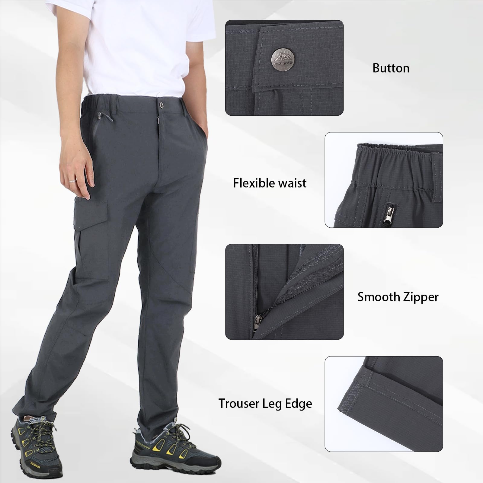 SUKUTU Hommes Été Pantalon de Travail Fin Séchage Rapide Pantalon d'extérieur Respirant de randonnée léger d'alpinisme