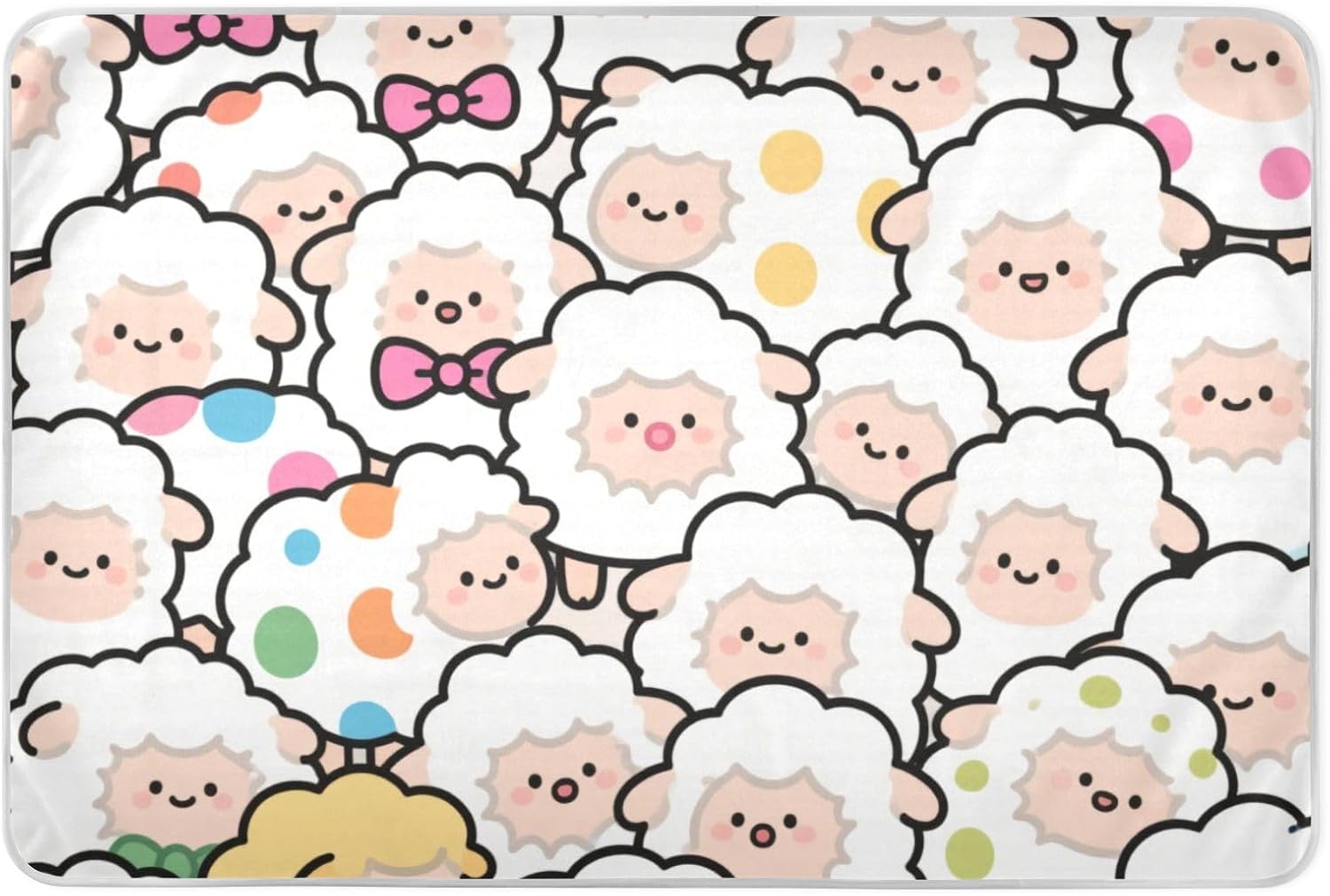 Cartoon Cute Sheep White Extra Large Resuable Baby Bed Pad Waterproof Washable Baby Pee Pads Breathable Incontinence Pads for Kids Bedwetting , 52" L x 34" W