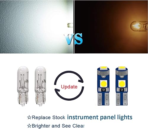 Miniatura 2 de 10 bombillas LED T5 para tablero de instrumentos, superbrillantes, 17, 37, 70, 74, T5, bombillas LED para interior de automóvil, panel de