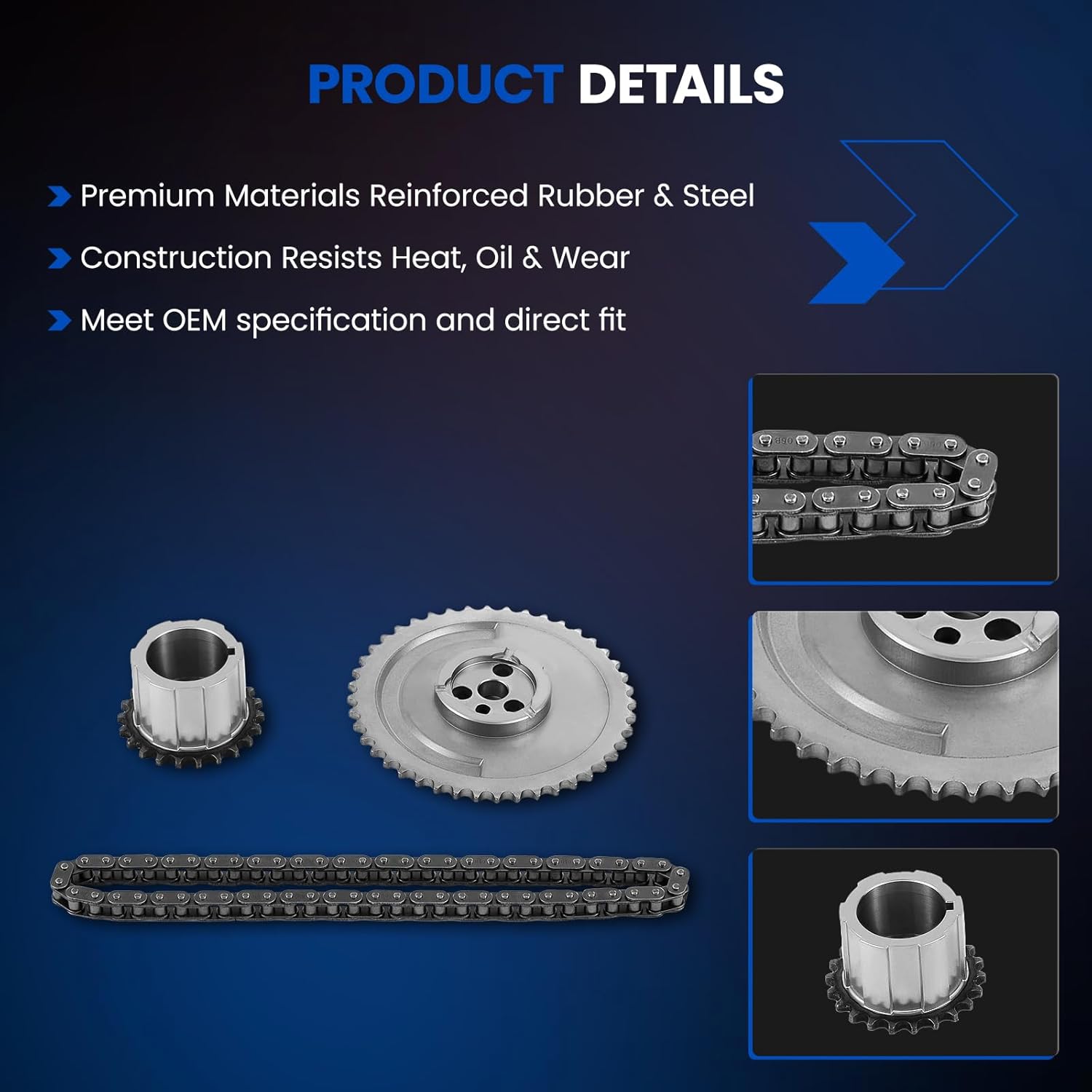 Engine Timing Chain Kit with Sprocket Compatible with Chevy Compatible with GMC Compatible with Cadillac Fits for Express Silverado Suburban Sierra Savana Tahoe Yukon 4.8L 5.3L 5.7L 6.0L V8