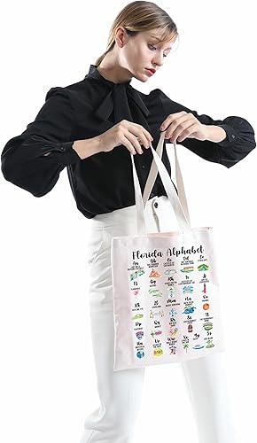 Miniatura 10 de MNIGIU Bolsa de mano con alfabeto de Florida, regalo del estado de Florida, bolsa de turismo de Florida, bolsa de compras reutilizable para regalo