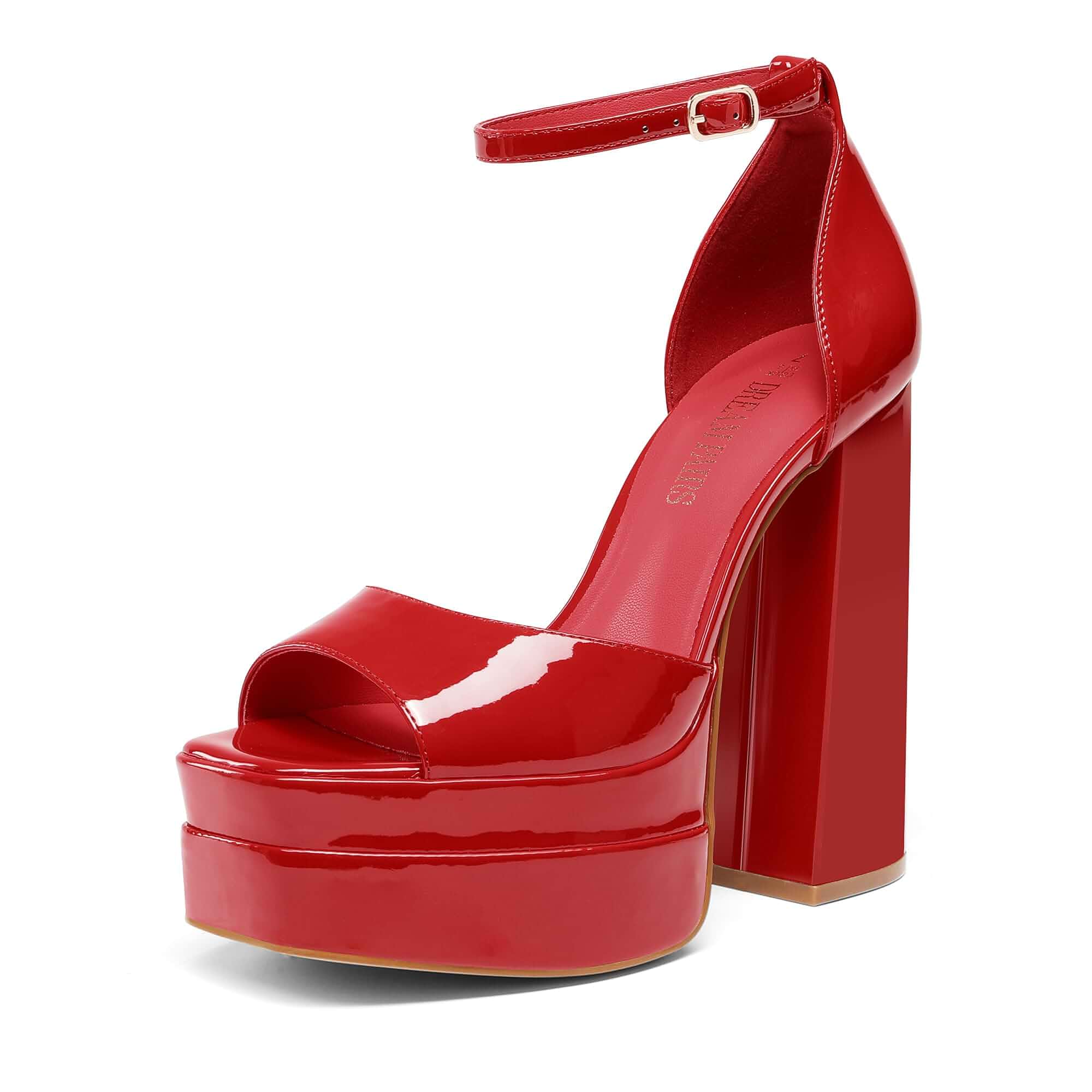 DREAM PAIRS Women's Platform Chunky Heel Sandals All DaY Standing Ankle Strap Block Summer Shoes, with Sexy Open Square Toe High Heels, Wedding Party Dressy Pumps Sandals