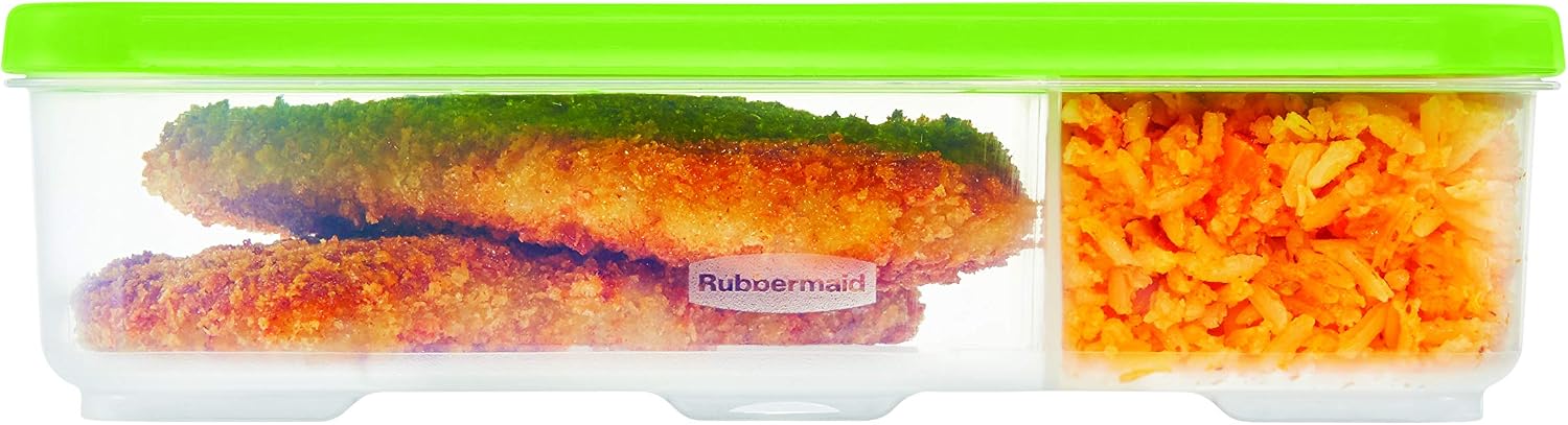 Rubbermaid Entree Container with Dividers and Lid, Green