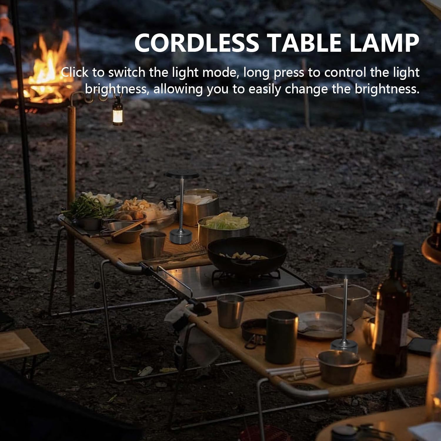 Rechargeable Cordless LED Table Lamps Touch Sensor Light, 3-Levels Portable Dimming Wireless Battery Operated Lamp，Nightstand Lamp/Night Light/Restaurant Table/Outdoor/Coffee/Bar (Black)