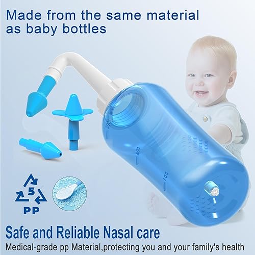 Miniatura 2 de Neti Pot - Kit de enjuague sinusal, botella de enjuague sinusal, limpiador de lavado de nariz, enjuague a presión para adultos y niños, botella de
