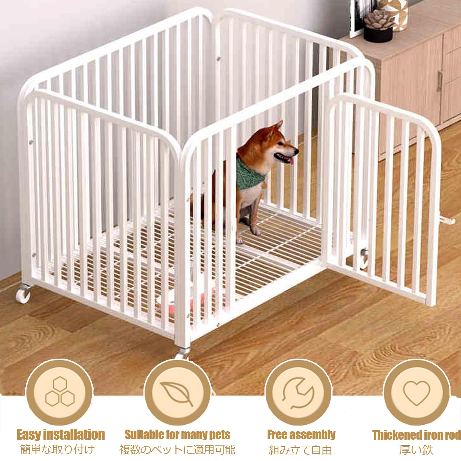 Recinto Recinzione Per Cani Recinto Per Cuccioli Recinto Per Cani Da Interno Recinzione Per Cani/Cuccioli Recinzione Per Cuccioli Con Porta Recinto Per Cani In Metallo(White,TRAINING_100*60*6