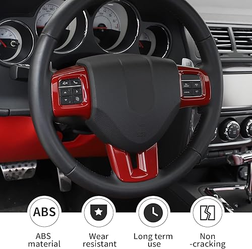 Miniatura 2 de Linskip Moldura para volante compatible con Dodge ChallengerChargerDurangoDart 2009-2014 y Journey 2013-2022, funda para volante Challenger,