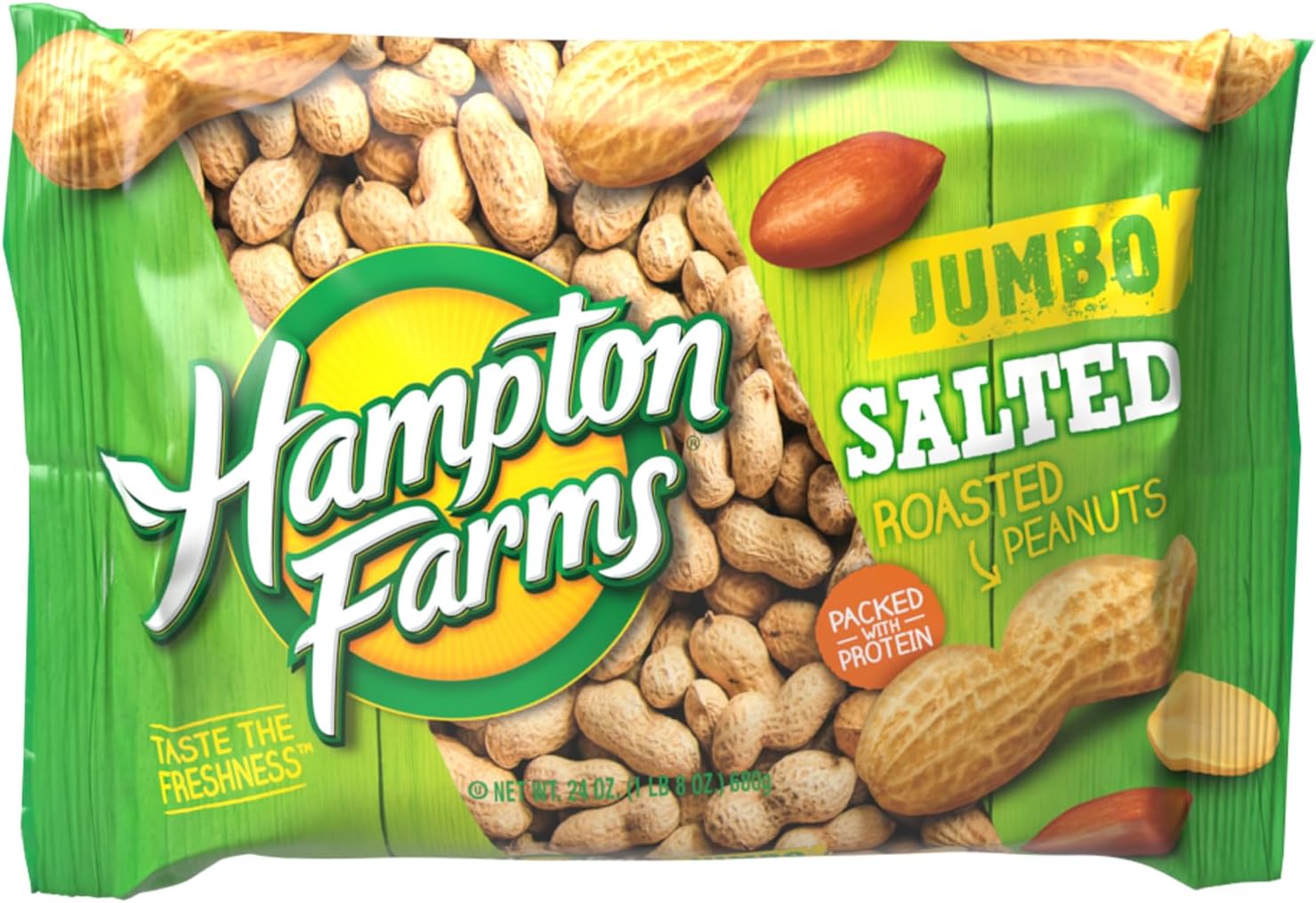 Hampton Farms - USA Grown All-Natural - Jumbo Roasted In-Shell Salted Peanuts - 24 oz. Bag