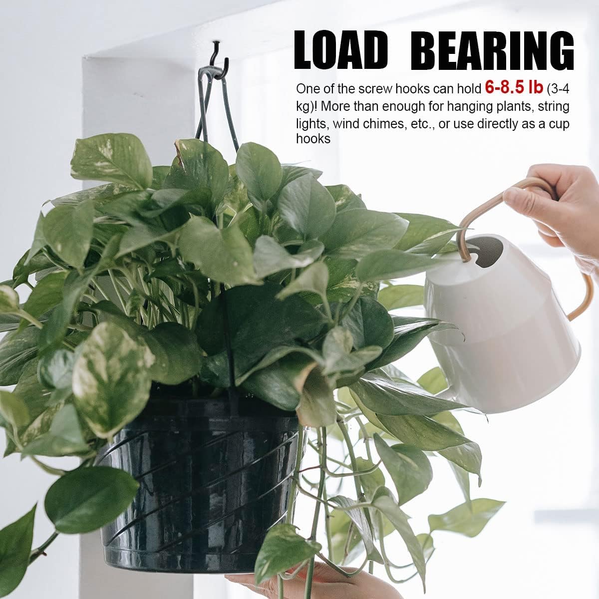 Argojolo Ceiling Hooks – Vinyl Coated Screw Hooks – 1-1/2 Inches Cup Hooks – Screw-in Hooks – 20 Pack – Black