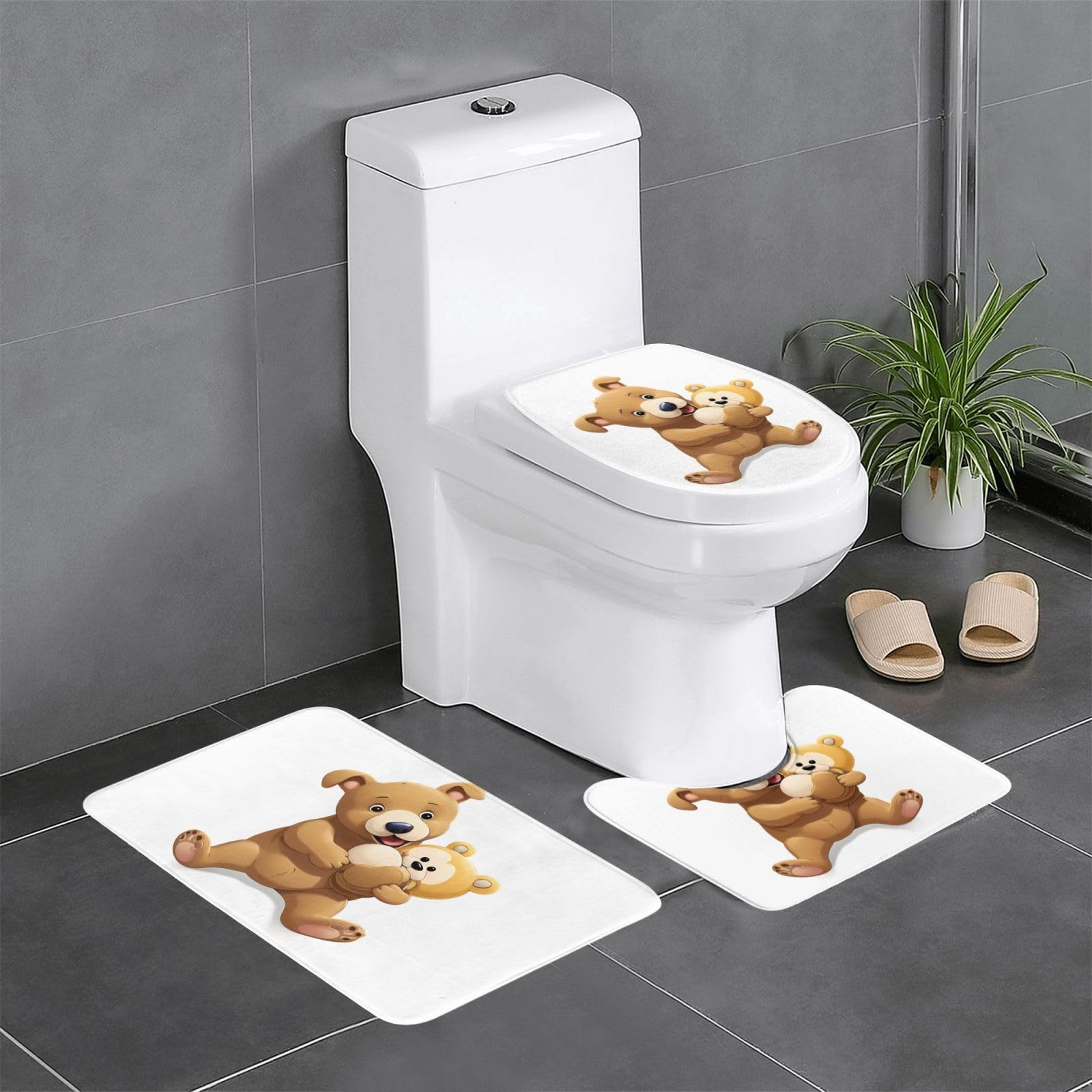 Tapis de salle de bain antidérapant absorbant ensemble 3 pièces pour douche