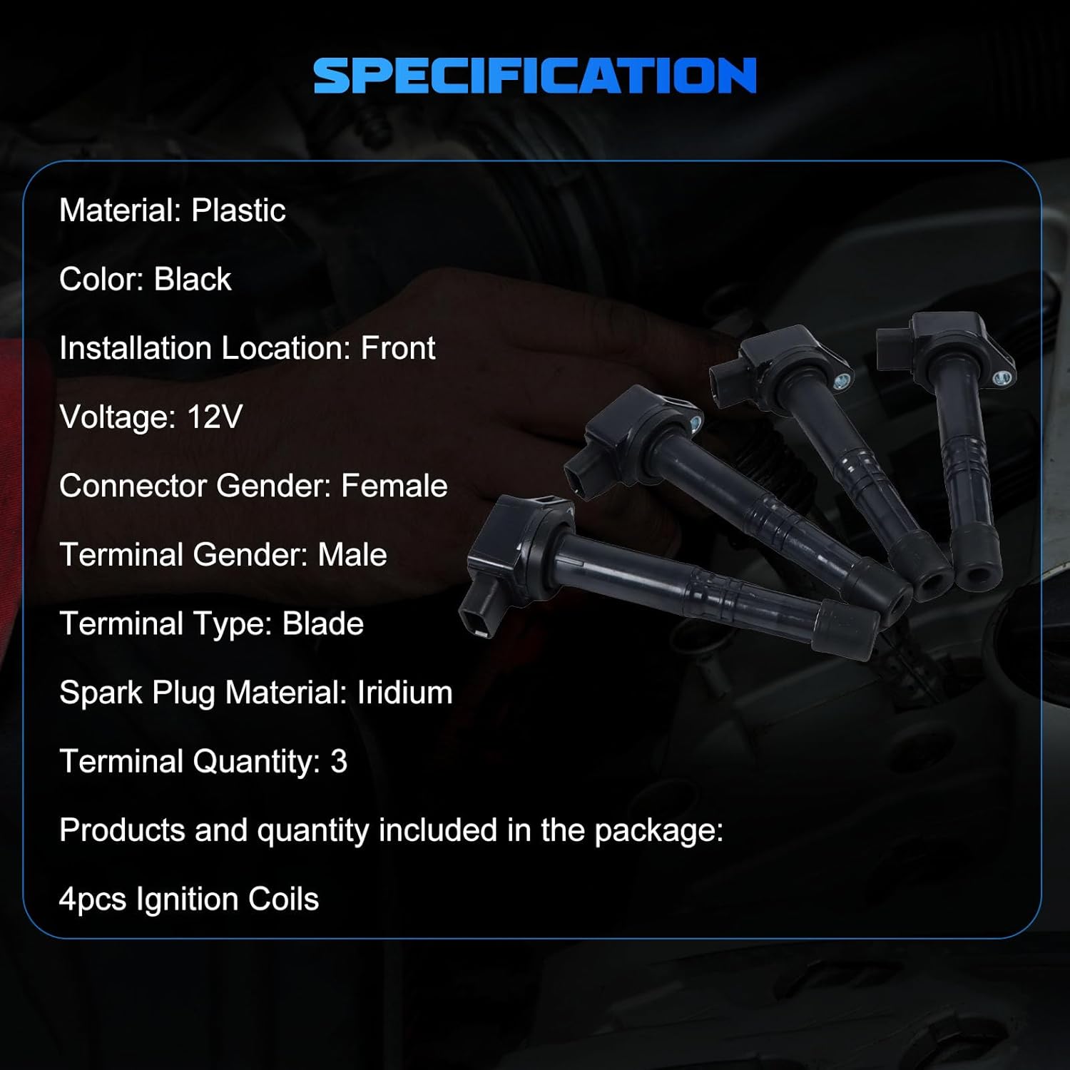 4PCS UF311 Ignition Coils Ignition Coils Pack Fits for 2006-2011 CSX, 2003-2007 Accord, 2002-2011 Civic 2.0L 2.2L 2.4L, Replace OE 30520PNA007 UF583