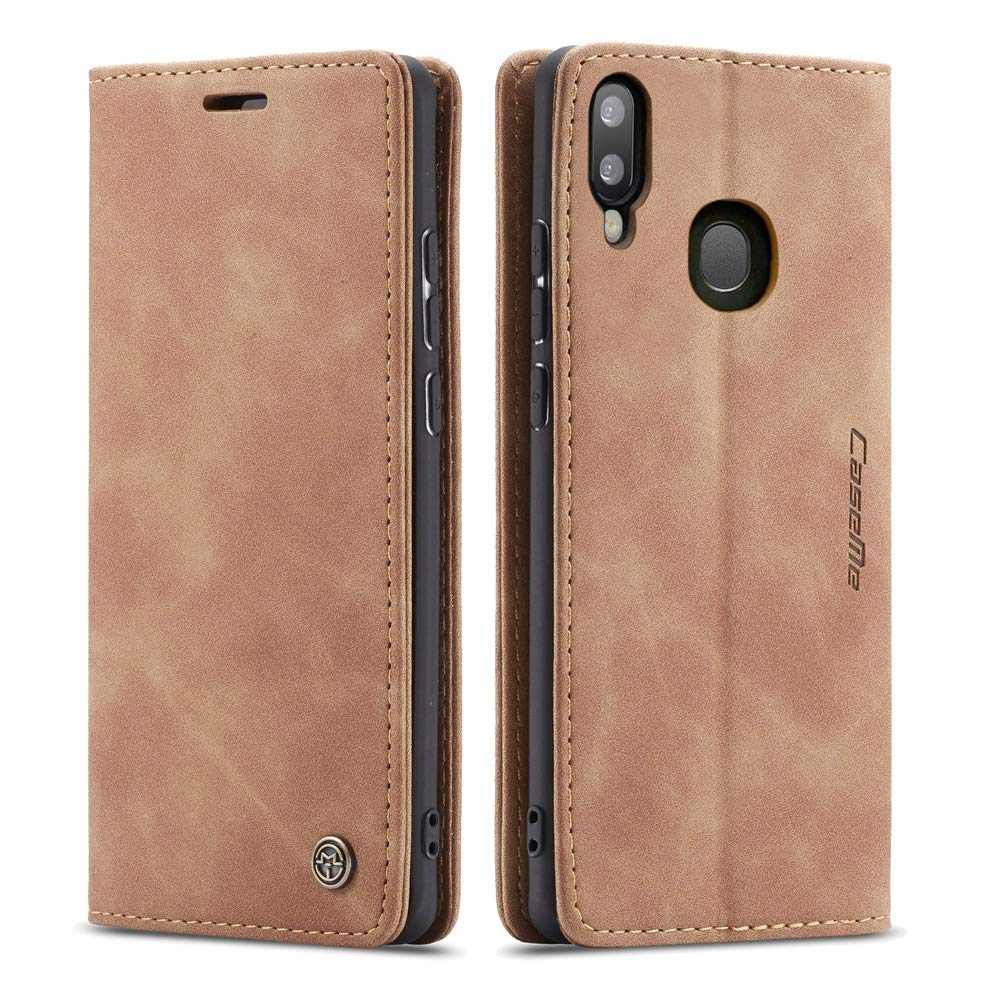 iAdvantec Compatible with Samsung Galaxy A40 Soft TPU Inner Solid Color PU Leather Phone Case Matte Cover Wallet Case Buckle Case Kickstand Cover for Galaxy A40 - Brown