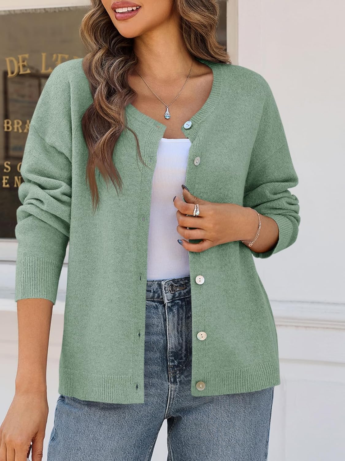 Saodimallsu Womens Cardigan Sweaters Button Down Long Sleeve Knit Outerwear 2025 Trendy Fashion Open Front Outfits - Image 4