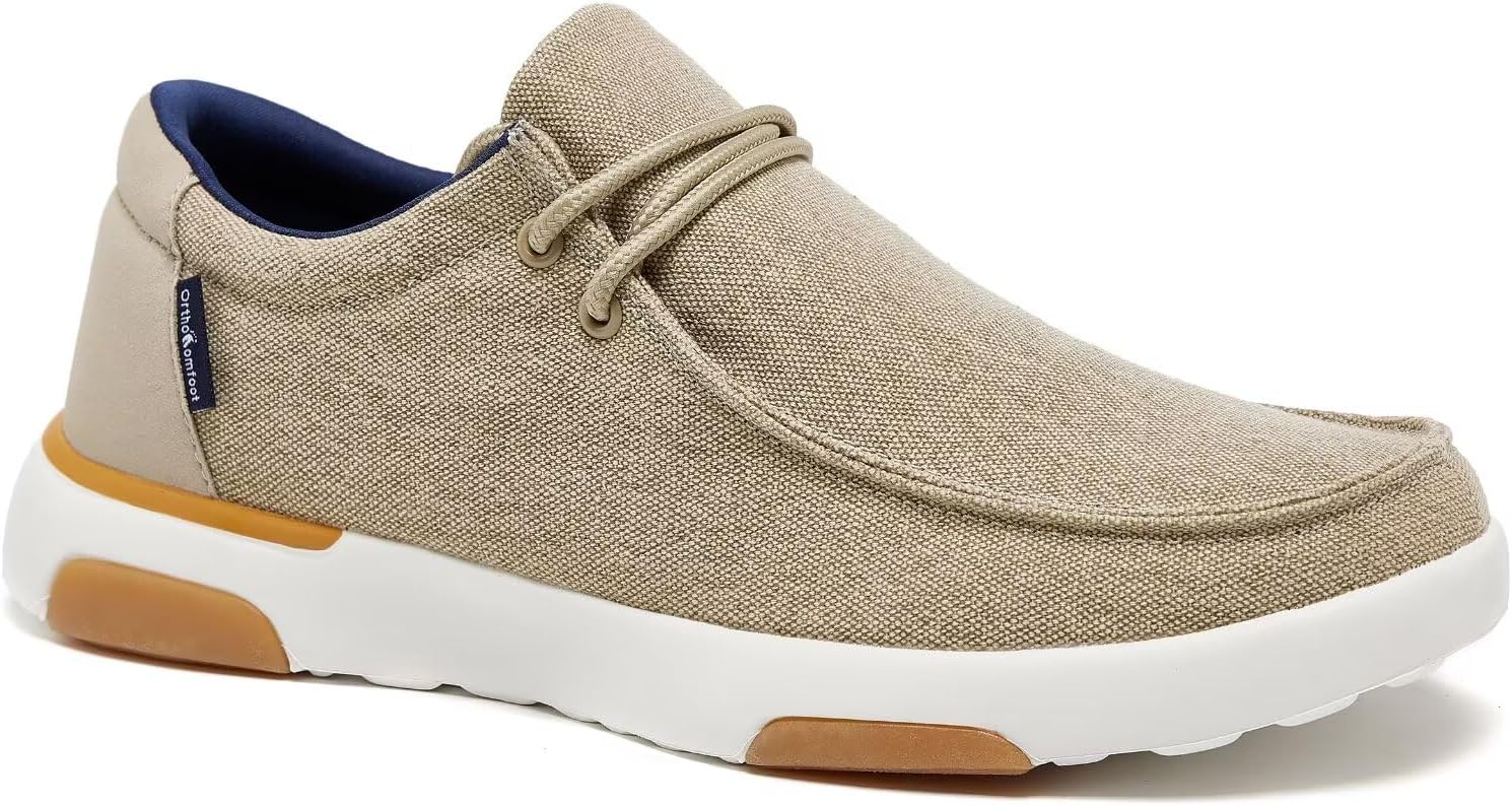 OrthoComfootMen's Orthopedic Slip-On Loafers Walking Shoes: Comfortable Arch Support Shoes for Plantar Fasciitis Relief, Flat Feet Casual Work Orthotic Loafers for Foot and Heel Pain