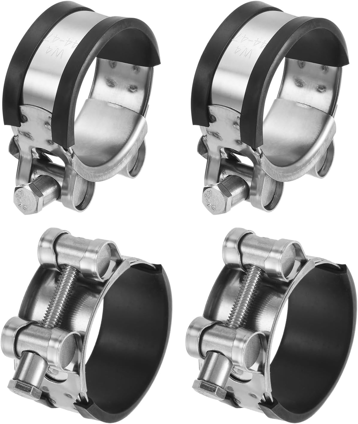 Uxcell 4Pcs T-Bolt Hose Clamp Working Range 60-63mm Rubber Cushioned...