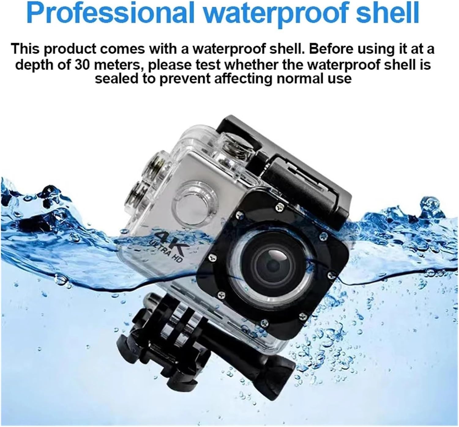 ミニアクションカメラ 4K ビデオ撮影スポーツカメラ 720P/30FPS WiFi 2.0 インチスクリーン 170D 水中防水リ