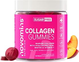 Novomins Collagen | 60 Sugar Free Gummy Bears | with Hyaluronic Acid | | Marine Collagen Type 1, Vitamin C & Biotin | Alternative to Collagen Powder & Collagen Capsules | for Hair, Skin & Bones